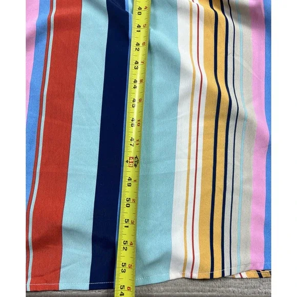 Main Strip Dress Womens Large Sleeveless Multicolor Striped Maxi Belted‎ Casual - Picture 6 of 13